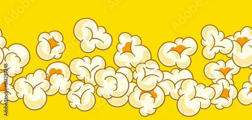 Seamless pattern with popcorn. Image of snack food in cartoon style.