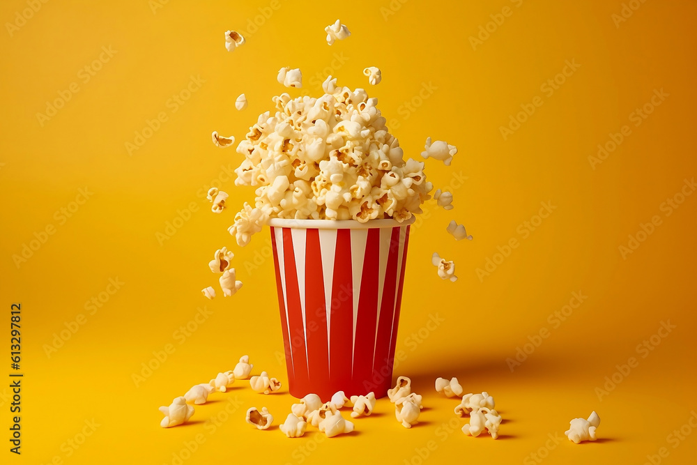 Popcorn in paper cup. Generative AI.