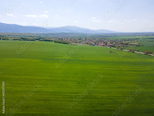 Aerial view of Upper Thracian Plain near town of Asenovgrad, Bulgaria © Stoyan Haytov