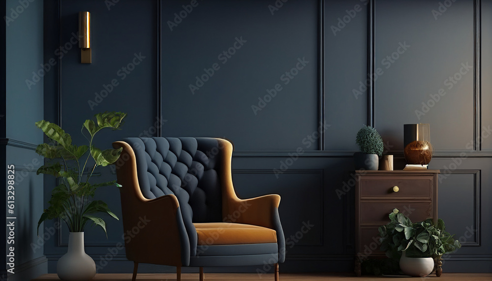 Armchair in a room, Mockup of a warm-toned living room décor with armchai, Generative AI Armchair in a room, Mockup of a warm-toned living room décor with armchai, Generative AI