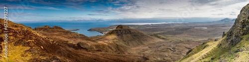 Beautiful panorama view of Quiraing  Scotland  Isle of Skye