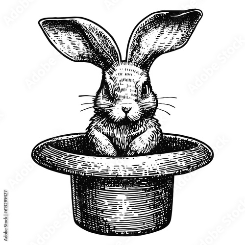 bunny in a magic cylinder hat sketch