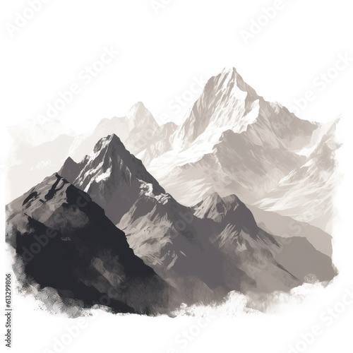 Mountains pencil drawing simple illustration of generated ai Mountains pencil drawing simple