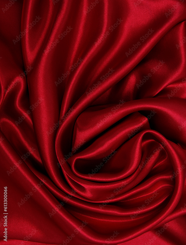 Fototapeta premium Smooth elegant red silk or satin luxury cloth texture as abstract background. Luxurious valentines day background design