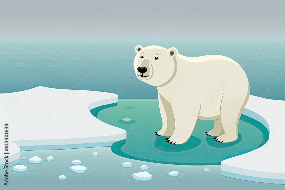 Fototapeta premium majestic polar bear standing on a floating ice floe in the Arctic wilderness. Generative AI