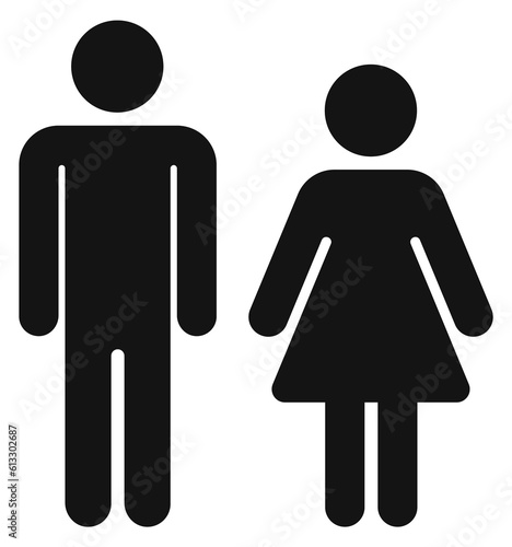 Tablou canvas Man and woman figure black icon. Restroom symbol