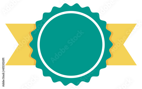 Award rosette template. Color flat round badge photo