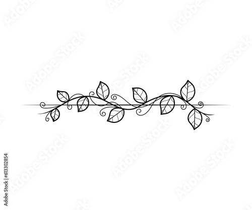 Floral branch divider, border, frame. Hand drawn art. Vector illustration for wedding invitation cards, cover, blank.