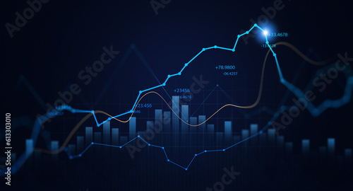 Foto Investment finance chart,stock market business and exchange financial growth graph
