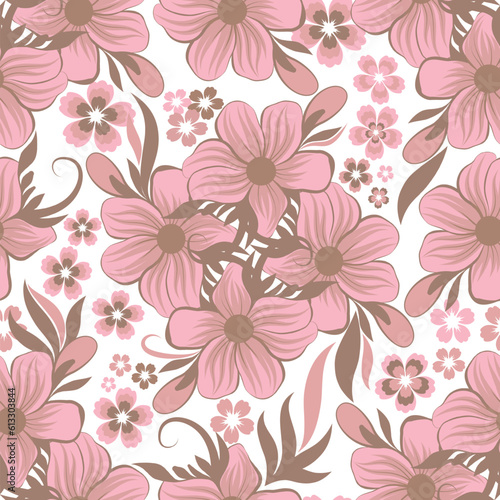 Pink floral seamless pattern svg