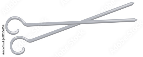 Fotografia Metal skewer stick. Kebab tool cartoon icon