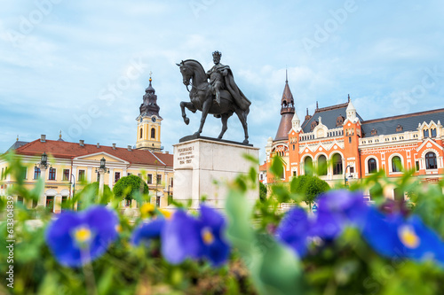 King Ferdinand I statue in Oradea, Romania photo