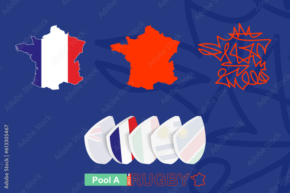 Maps of France in three versions for rugby international championship ...