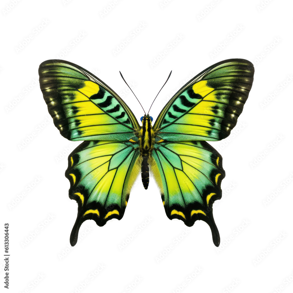 Obraz premium Tropical butterfly isolated. Illustration AI Generative.