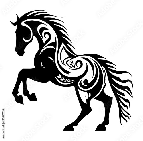 Horse rearing and running  stencils abstract illustration 