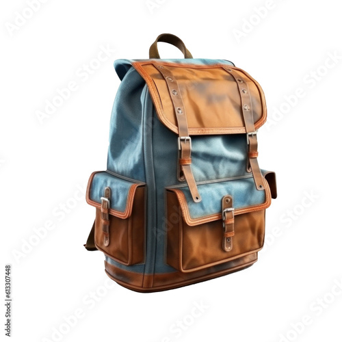 School backpack isolated. Illustration AI Generative.