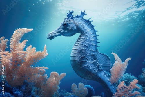 graceful seahorse gliding through a vibrant underwater world. Generative AI