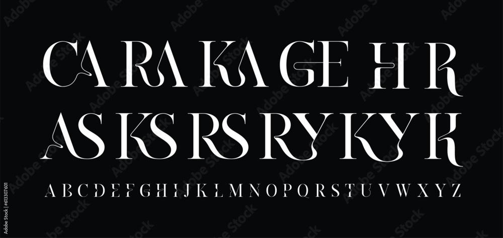 Distorted Alphabet in modern style with a set of ligatures, this alphabet can be used for logos