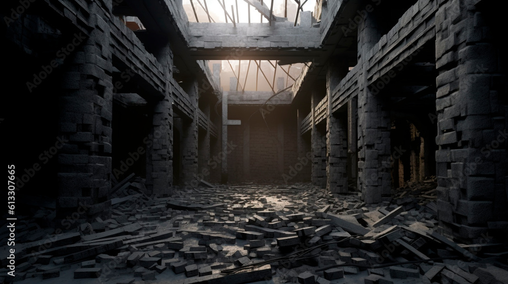 abandoned factory building. Generative Ai. abandoned factory building. Generative Ai.