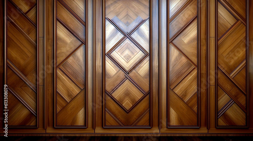 elegant wood panel in the office. Generative Ai. 