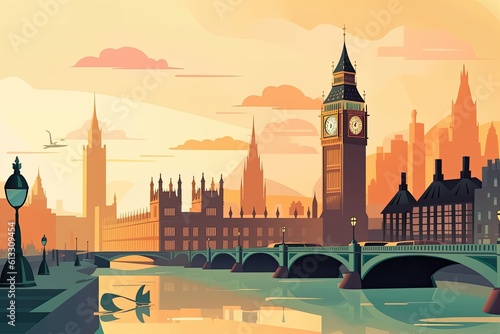 Illustration of London and the Big Ben 