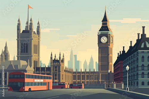 Illustration of London and the Big Ben 