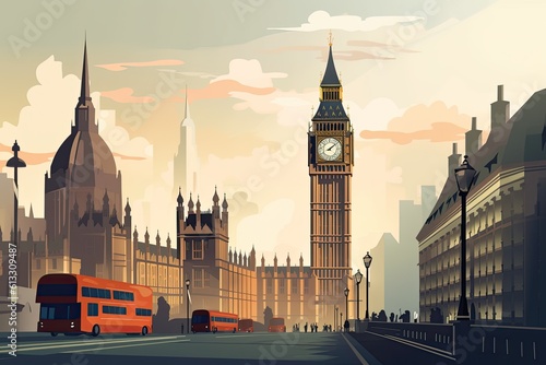Illustration of London and the Big Ben