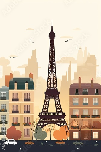 Illustration of the Eiffel tower in Paris