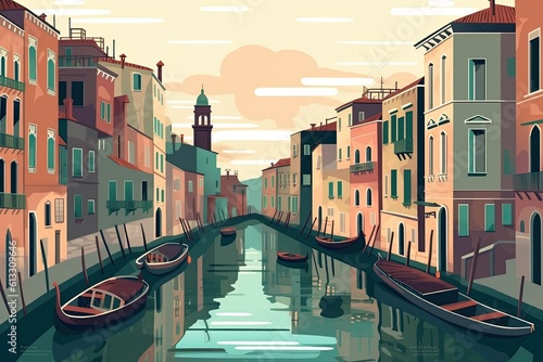 Illustration of Venice and the canals
