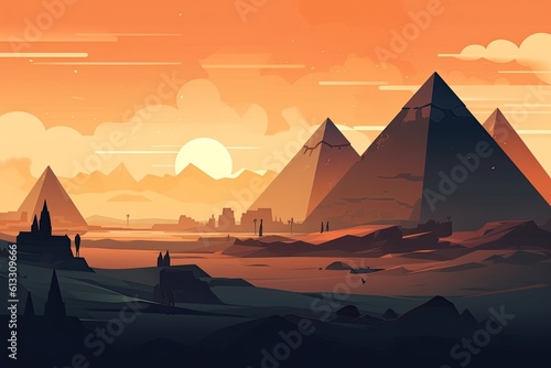 Illustration of the pyramids in giza