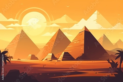 Illustration of the pyramids in giza