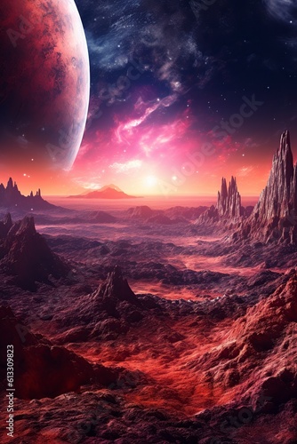 illustration  alien planet scene  ai generative
