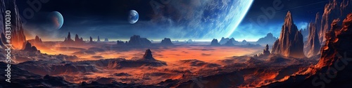 illustration, alien planet scene, website header, ai generative