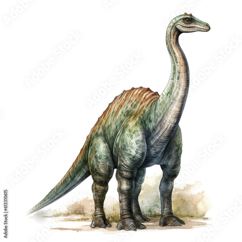 Dinosaur - Detailed Watercolor Illustration - PNG Transparent Clipart - Generative AI