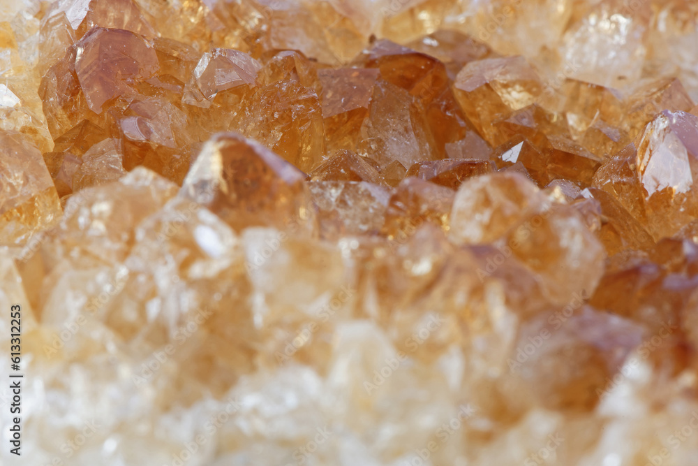Close up of Citrine (Yellow Quartz) Crystals