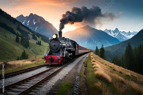 train on the mountain generated by AI technology 