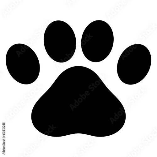 Paw black and white silhouette on white background