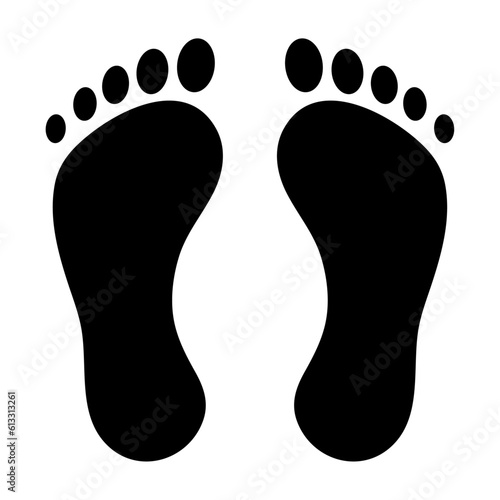 Foot print silhouettes on white background