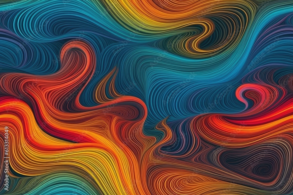 colorful abstract background with fluid wavy lines. Generative AI