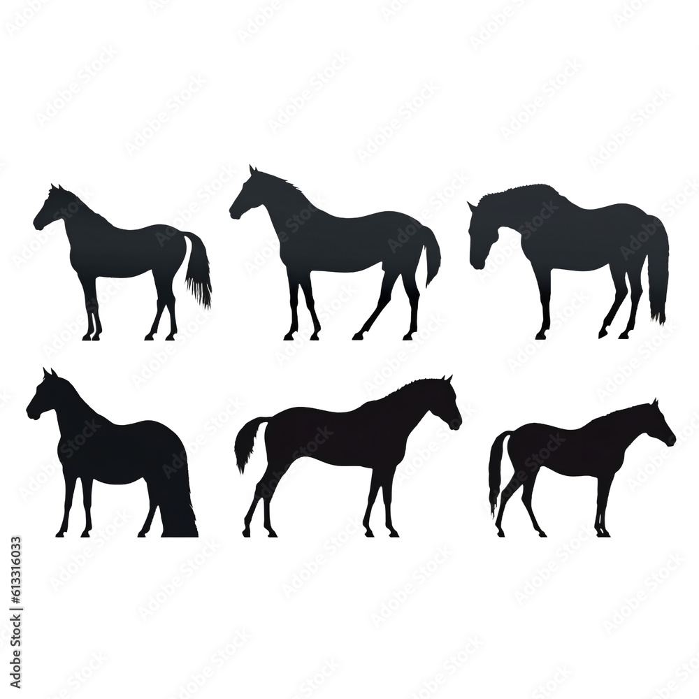 silhouette of horses isolated on transparent background