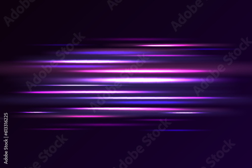 Colorful light trails with motion effect. Neon color glowing lines background, high-speed light trails effect.
