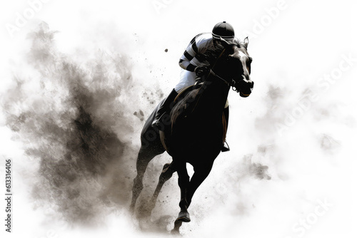 Horse racing, betting on equestrian sports. An equestrian. Horse logo. generative ai