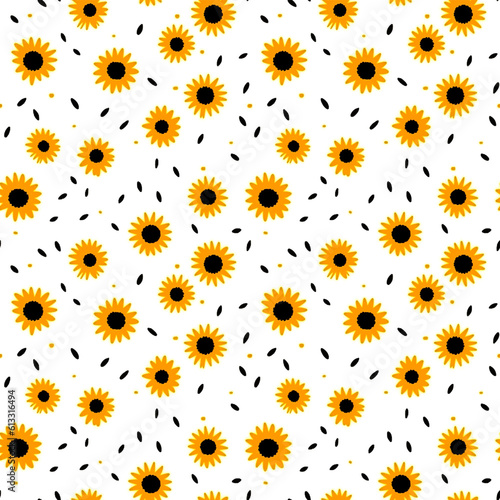 cute sunflowers seamless pattern