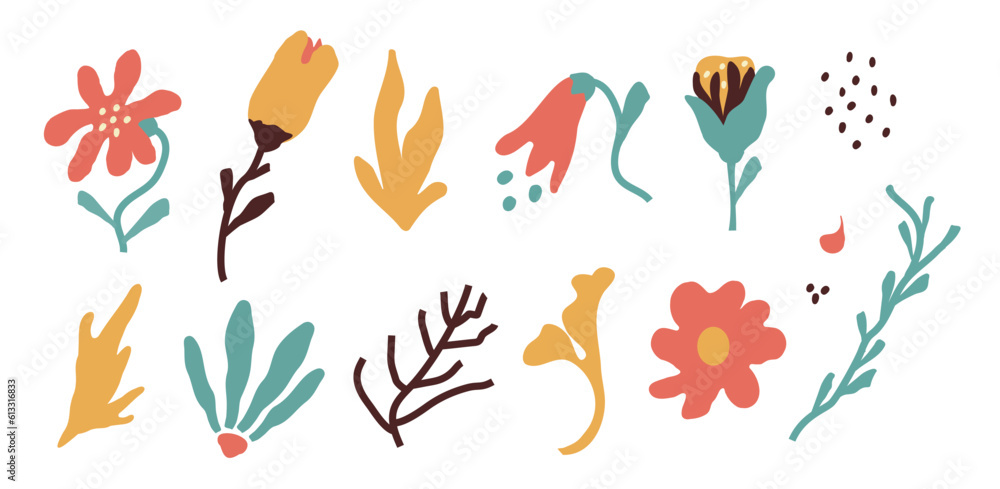 Simple abstract hand drawing of various shapes, patterns. Nature botanical flowers, leaves, objects, modern fashion elements. for print, banner, card, social networks. vector art illustration. Simple abstract hand drawing of various shapes, patterns. Nature botanical flowers, leaves, objects, modern fashion elements. for print, banner, card, social networks. vector art illustration.