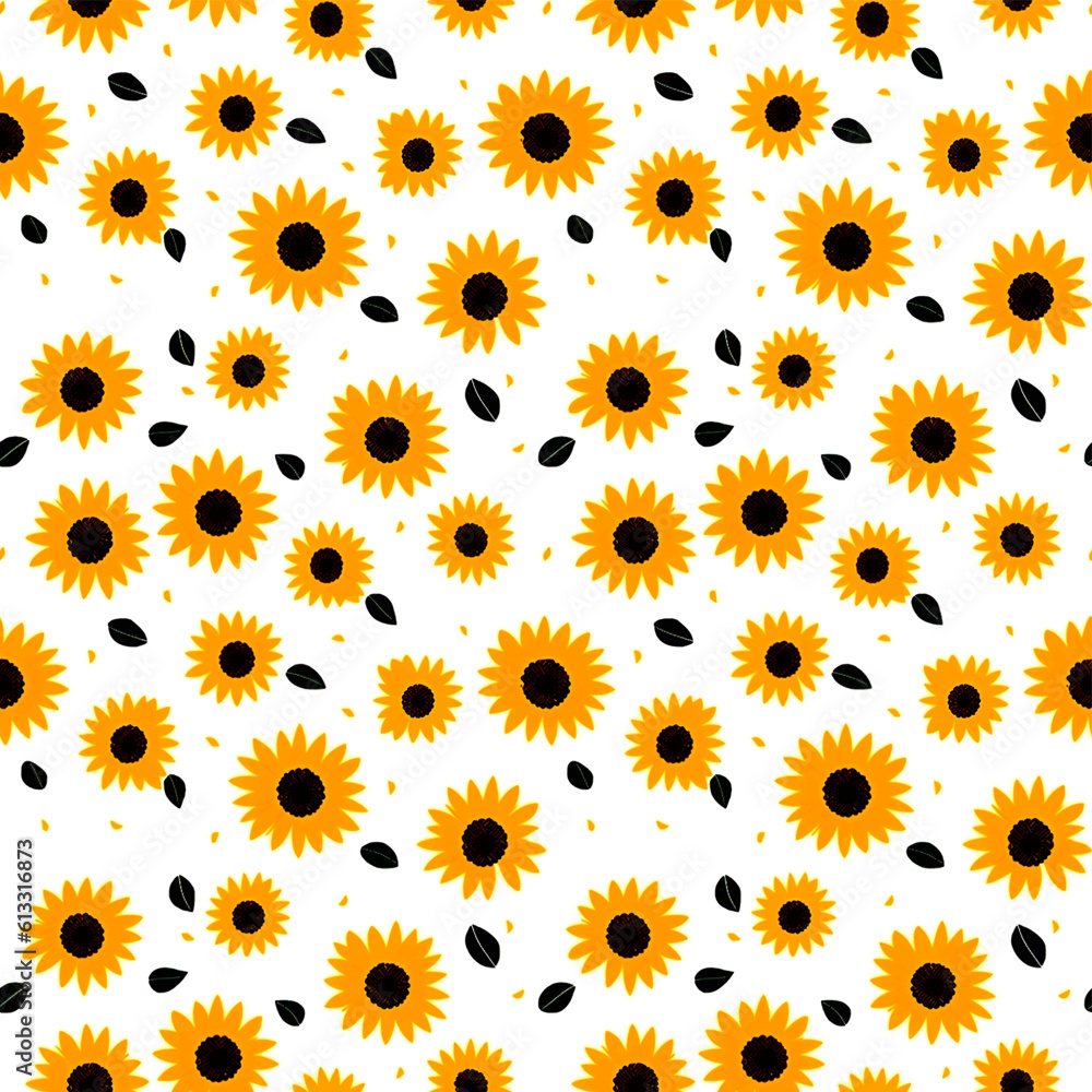 Fototapeta premium cute sunflowers seamless pattern