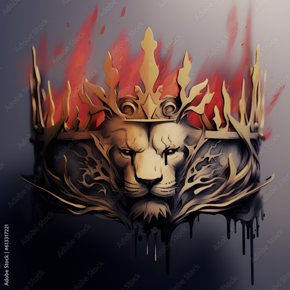 lion crown - obrazy, fototapety, plakaty 