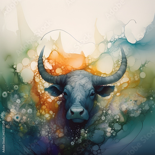 taurus with nature abstract art