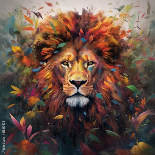 Regal Majesty Unleashed  The Mighty Lion  King of the Wild  Exuding Power and Grace - Striking Isolated Portrait in the African Wilderness - AI-Generated