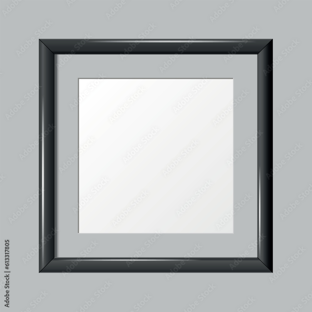 Realistic black empty frame for picture on grey background. Vector illustration. Realistic black empty frame for picture on grey background. Vector illustration.
