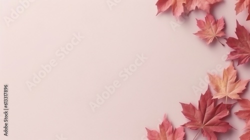 Autumn Background with Falling Leaves in Pastel Colors. Illustration AI Generative